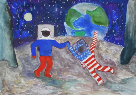 Космический пейзаж рисунок