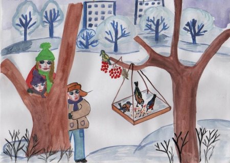 Рисование кормушка для птиц старшая группа