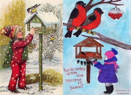 Зимующие птицы на кормушке