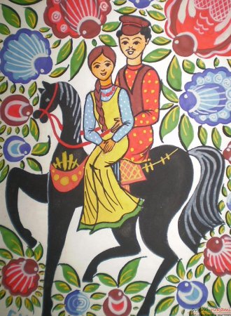 Городецкая роспись всадник