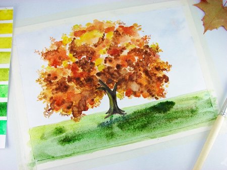 Рисование осеннее дерево