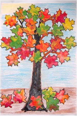 Рисование пластилином осеннее дерево