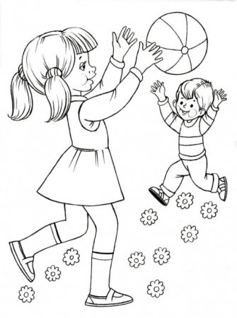 Раскраска девочка с мячом