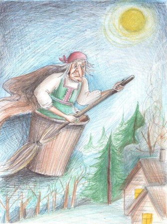 Рисование баба Яга для детей