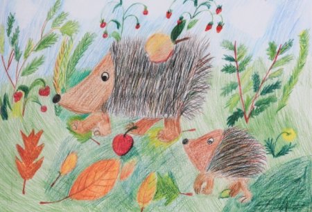 Ежик осенью для детей