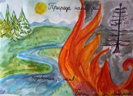 Рисунок на тему лес боится огня