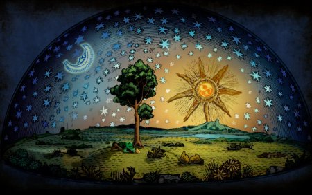 Гравюра Камиля Фламмариона Небесный свод