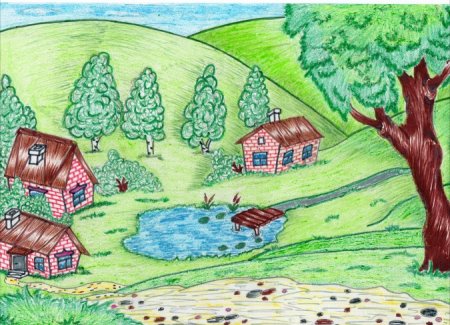 Лето в деревне рисунок