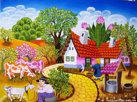 Картина домик в деревне для детей