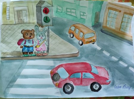 Детский рисунок на тему дорожные ловушки