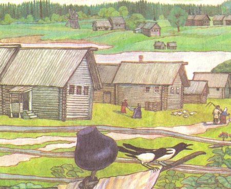 Крестьянский двор рисунок