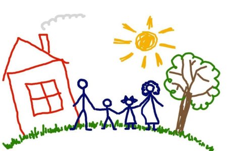 Семья в доме рисунок