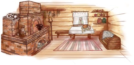 Внутреннее убранство избы