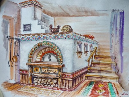 Русская печь с лежанкой на Руси