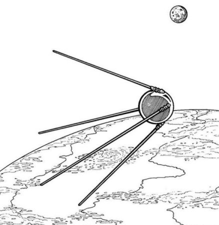 Первый Спутник земли рисунок