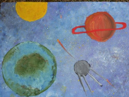 Рисование на тему: « первый Спутник»