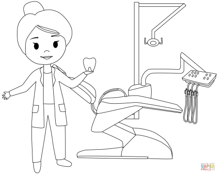 Раскраска зубной врач для детей