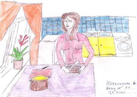 Моя мама домохозяйка рисунок детский