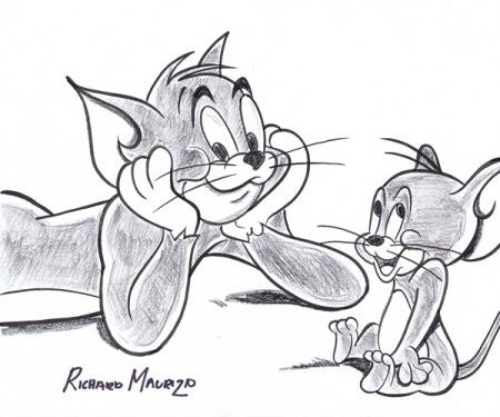 Том и Джерри рисунок карандашом