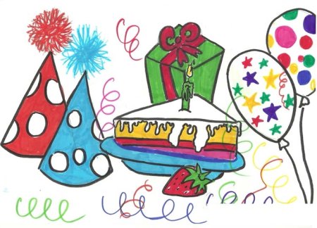 Детский рисунок с днем рождения