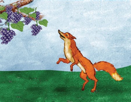 Иллюстрация к басне лиса и виноград