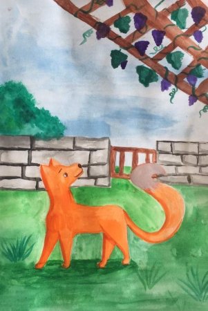 Раскраска к басне Крылова лиса и виноград