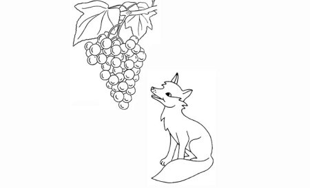 Рисунок к басне Крылова лисица и виноград