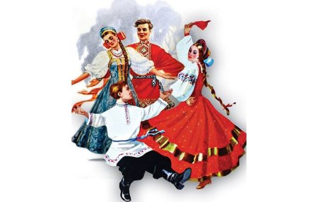Народный танец на белом фоне