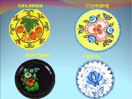 Народные промыслы: Хохлома, Гжель, Жостово