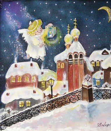 Зимняя деревня мультяшная