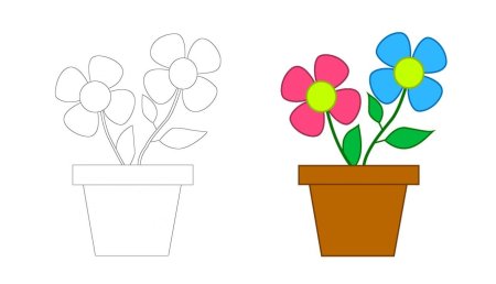 Растение в горшке контур