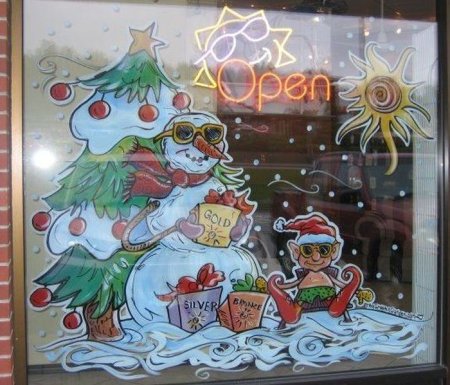 Рисование на окнах витрины