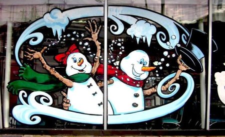 Роспись на стекле к новому году