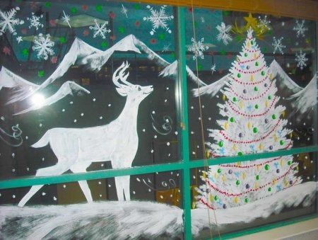 Новогодние рисунки на окнах