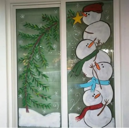 Украсить окна к новому году