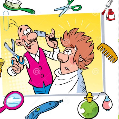 Парикмахер стрижет рисунок