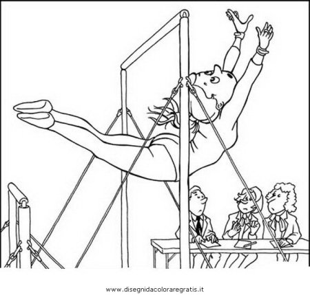 Раскраска гимнастка на брусьях