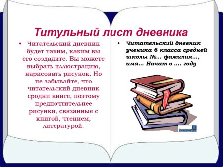 Читательский дневник оформление