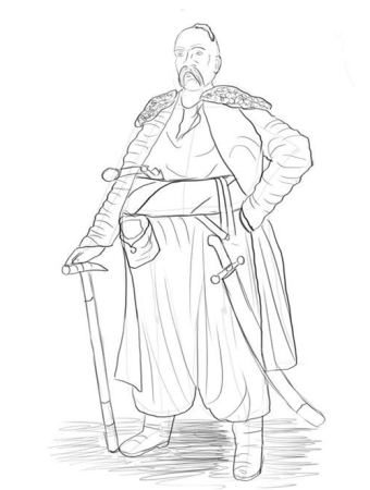 Рисунок Тарас Бульба поэтапно