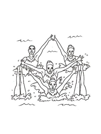 Раскраска синхронное плавание