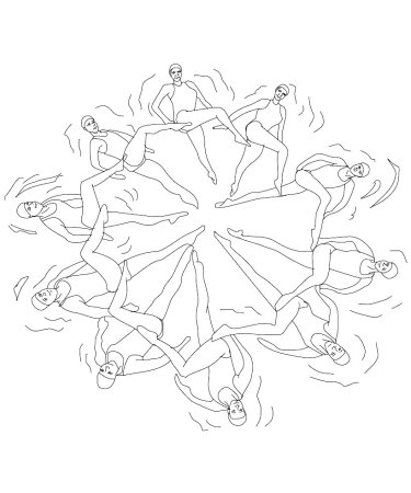 Раскраска синхронное плавание для детей