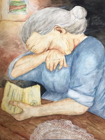 Бабушка с письмом с фронта