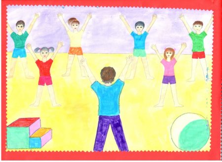 Рисование дети на зарядке в старшей группе