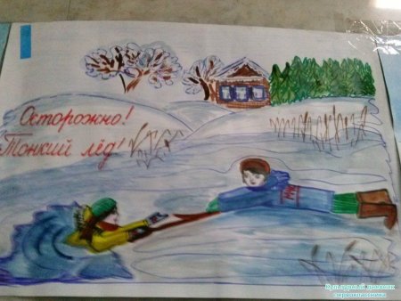Рисунок на тему осторожно тонкий лед