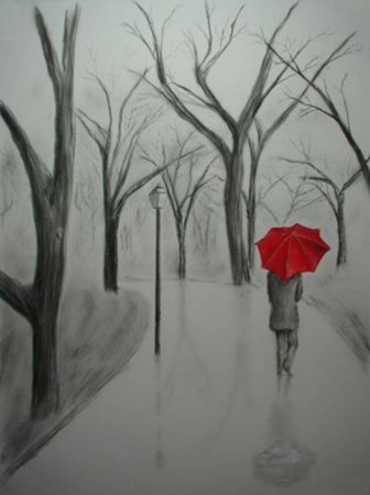 Грустный пейзаж карандашом