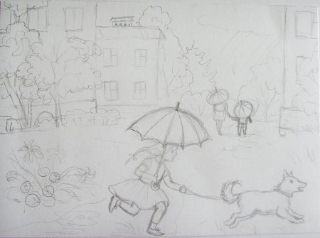 Рисунок осень карандашом