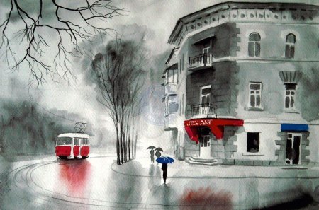 Александр Болотов художник картины картина уезжающий трамвай