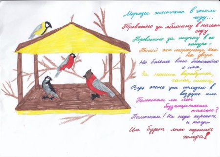 Рисунок на тему Птичья столовая