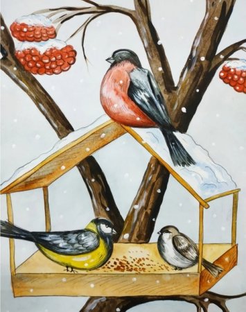 Рисунок на тему Синичкин день