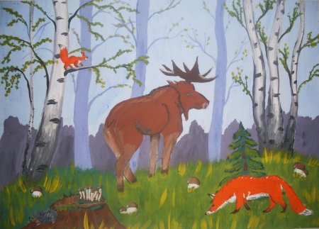 Лес с животными для детей